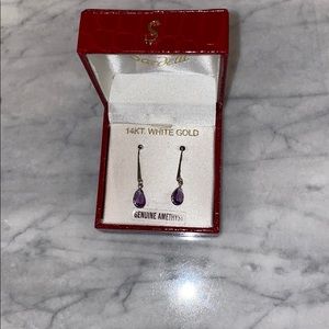 14k white gold amethyst earrings